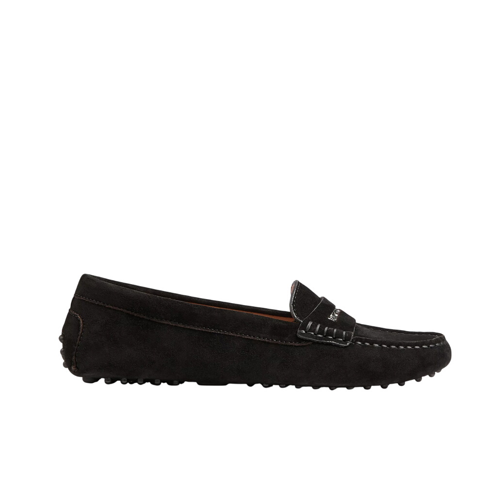 L.K. Bennett Nova Black Suede Moccasin Flats